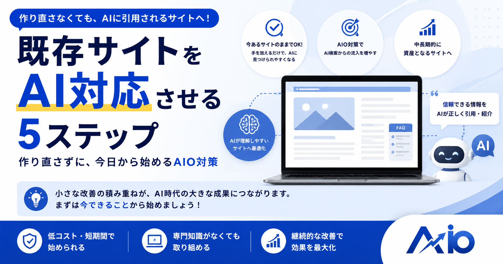 既存サイトをAI対応させる5ステップ｜作り直さずAIO対策を始める